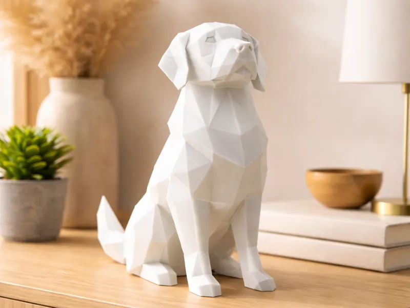 Golden Retriever Low Poly – Scultura Decorativa