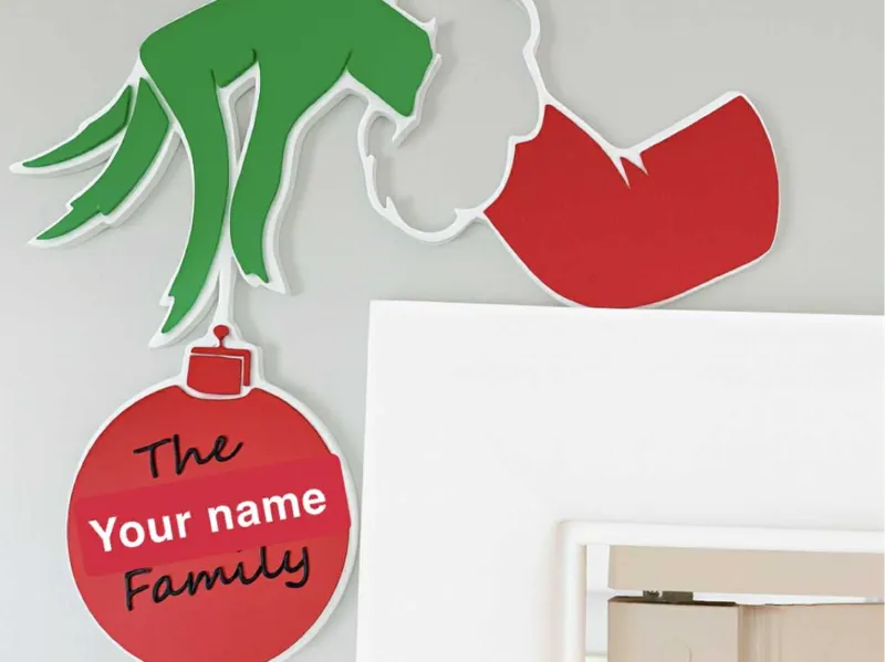 Grinch Hand Family Name Door Corner – AMS