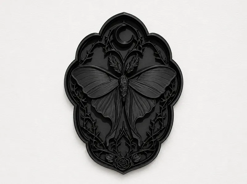 Luna Moth Gothic Wall Plaque