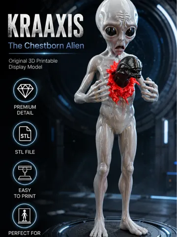 Modelo para impresión 3D: KrAAXIS Grey Vs Alien — vista de referencia 2