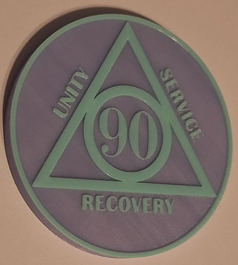 Printable Coint 90 Day sobriety Coin - Free 3D Print Model - MakerWorld