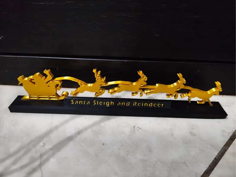 Santa Sleigh and Reindeer Christmas Decoration