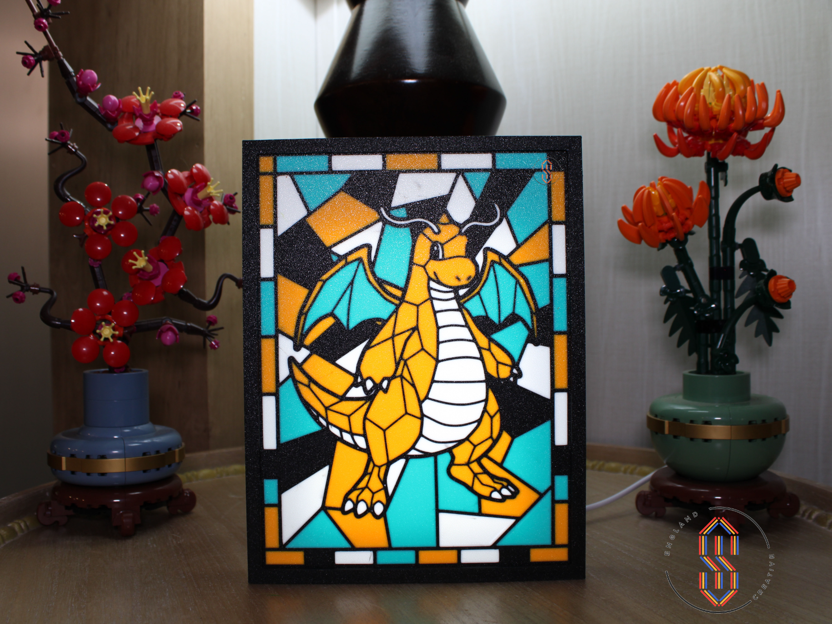 Stained Glass - Dragonite - 3D printed Decor, in stock in India