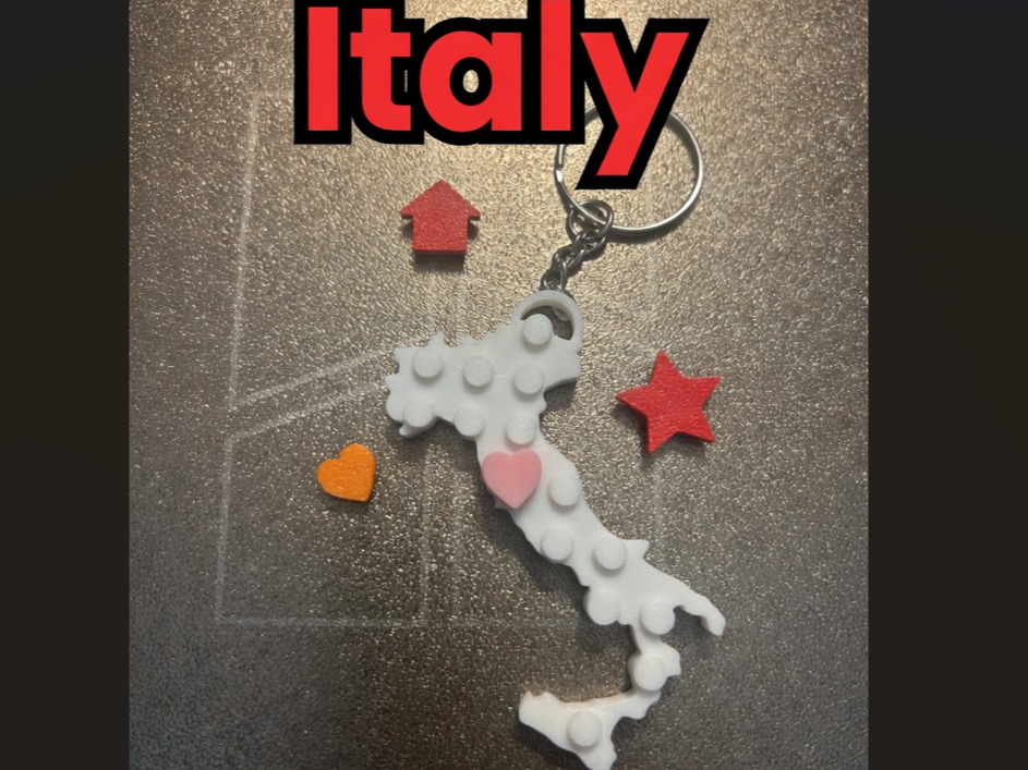 Italy Block Brick Keychain with Heart
