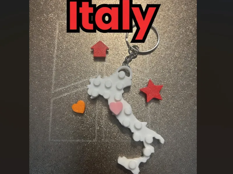 Italy Block Brick Keychain with Heart