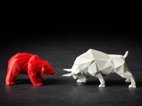 Bull and bear - geometric ornaments