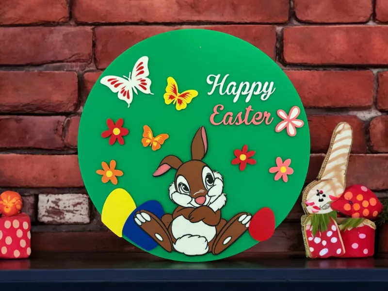 Happy Easter Bunny Sign – Festive Spring Decor