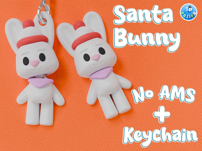 Santa Bunny - Christmas Flexi-Fidget + Keychain