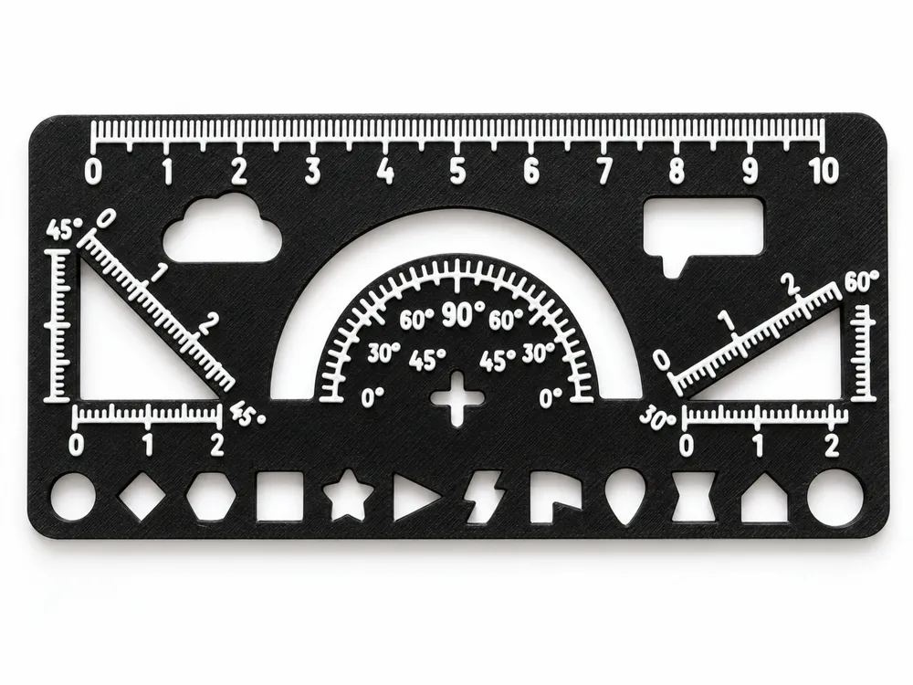 Mini Ruler Print SketchGauge – Notebook Ruler, Protractor & Stencil - Free 3D Print ...