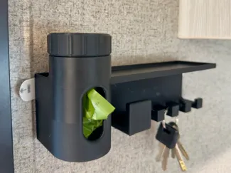 Dog Poop Bag Holder with Leash and Keyring Hooks