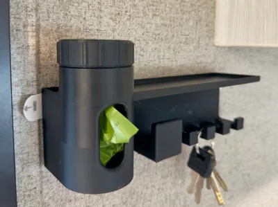 Dog Poop Bag Holder with Leash and Keyring Hooks