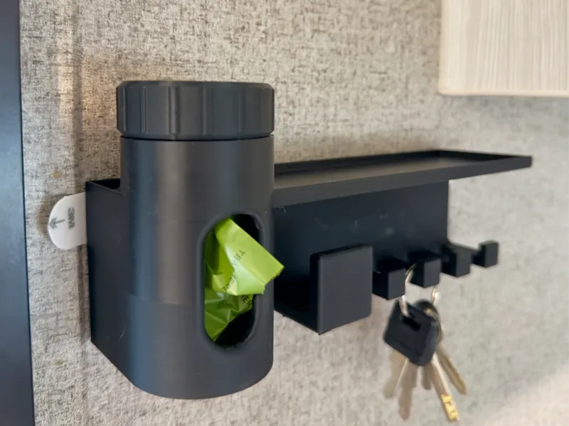 Dog Poop Bag Holder with Leash and Keyring Hooks