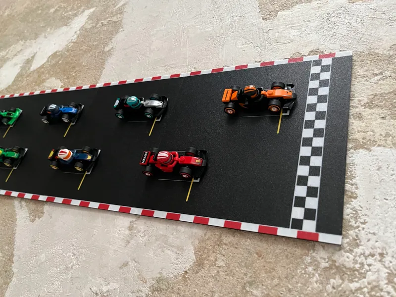 Modular brick mini F1 starting grid wall display