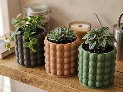 Maceta decorativa: Bubble Round Planter — referencia de MakerWorld