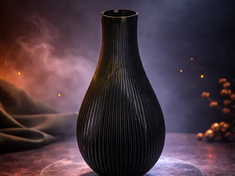Modern Ribbed Decorative Vase Minimalist Flower 