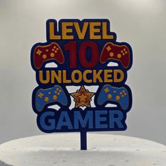 Gamers level 10 unlocked cake topper