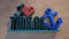 Texel colors (green/black) & scaled to 75% (~15 x 8 x 1.4cm)
