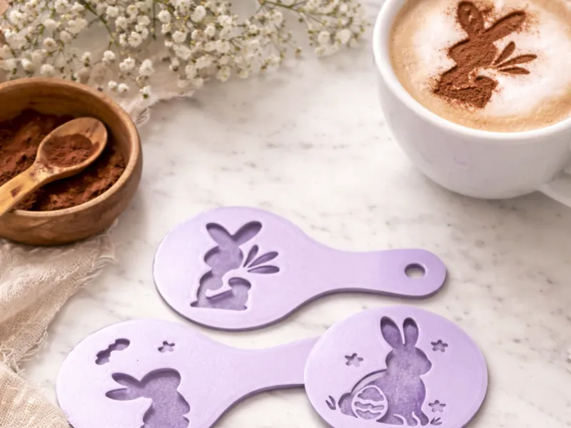 Easter coffee/drinks cocoa/cinnamon stencil