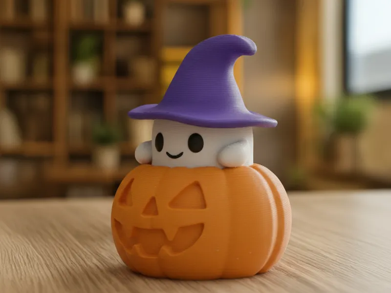 Cute Wizard Ghost in Pumpkin – Halloween Edition
