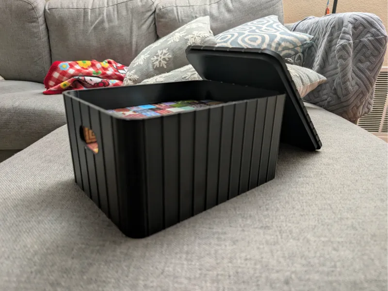 Minimalist Ribbed Storage Bin with Finger Pull