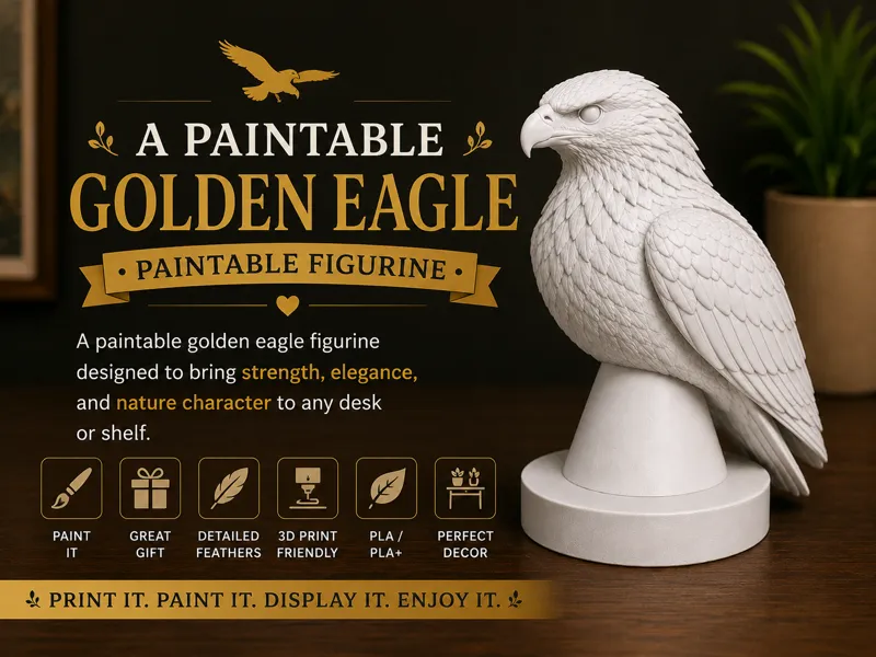 Paintable Golden Eagle Figurine – Desk Decor