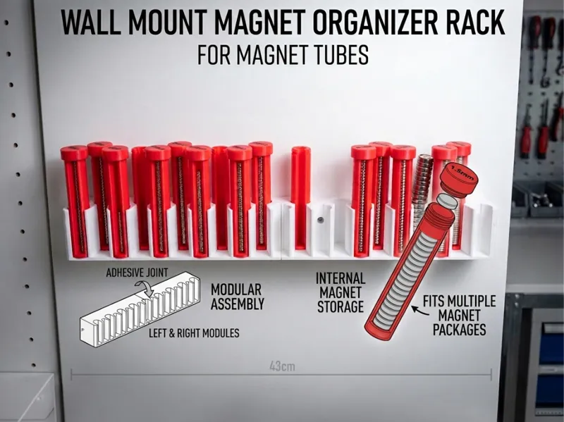 WALL MOUNT MAGNET ORGANIZER RACK for MAGNETTUBES