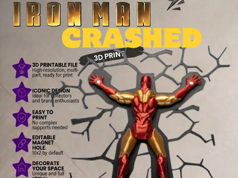IRON MAN CRASHED STIKER MAGNET WALL DECOR