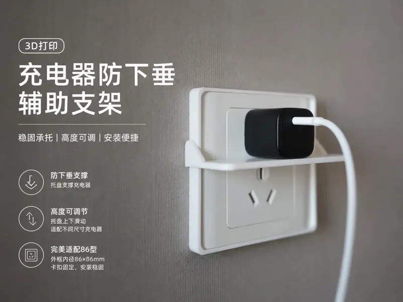 适用于86盒插座的可变行程充电器防下垂支架