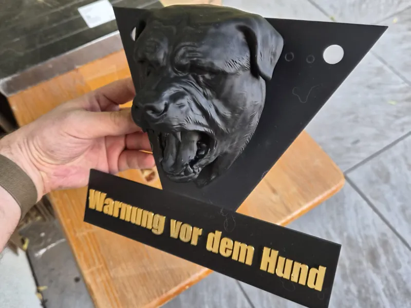 Rottweiler Warning Sign Bust