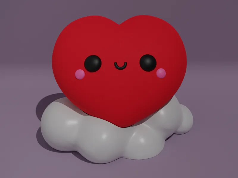 Cute Heart w/ Cloud Base