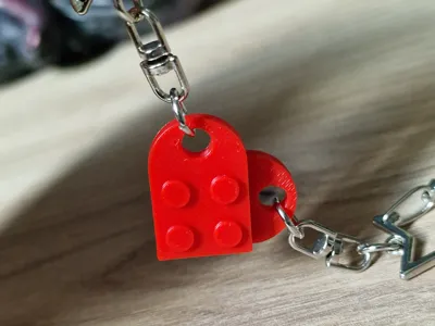Block style heart keychain