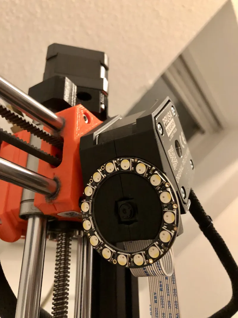 Prusa MINI+ Raspberry Pi Camera V1.3 square + NeoPixel 44.5 mm 16 LED Ring