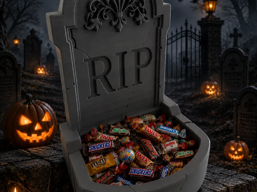 Modelo para impresión 3D: Grabstein – Halloween Süßigkeitenschale. Referencia del modelo original.