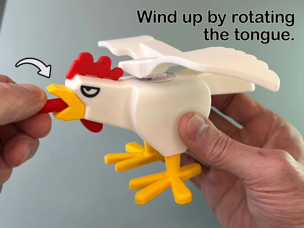 Wind-Up Flapping Chicken - Free 3D Print Model - MakerWorld