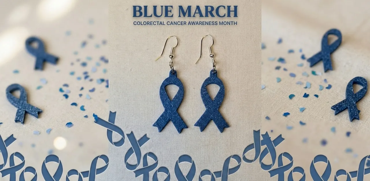 Blue March earrings - Colorectal Cancer Awar Month view 4