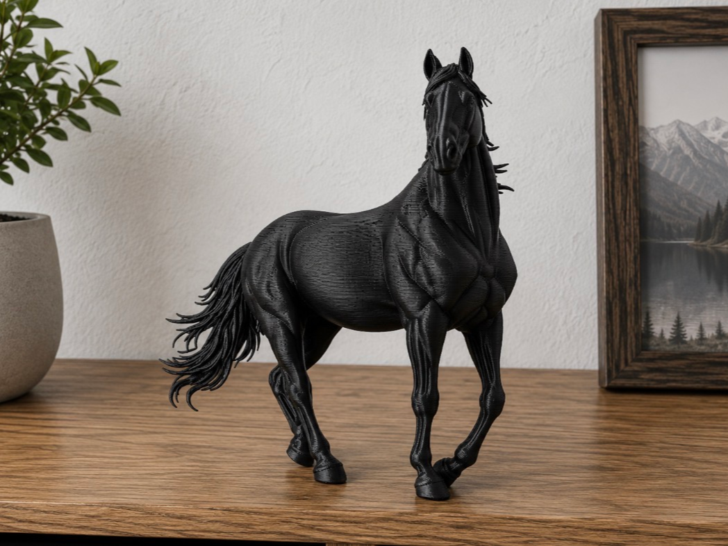Black PLA Horse Sculpture - 1