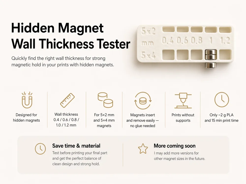 Hidden magnet wall thickness tester - Free 3D Print Model - MakerWorld