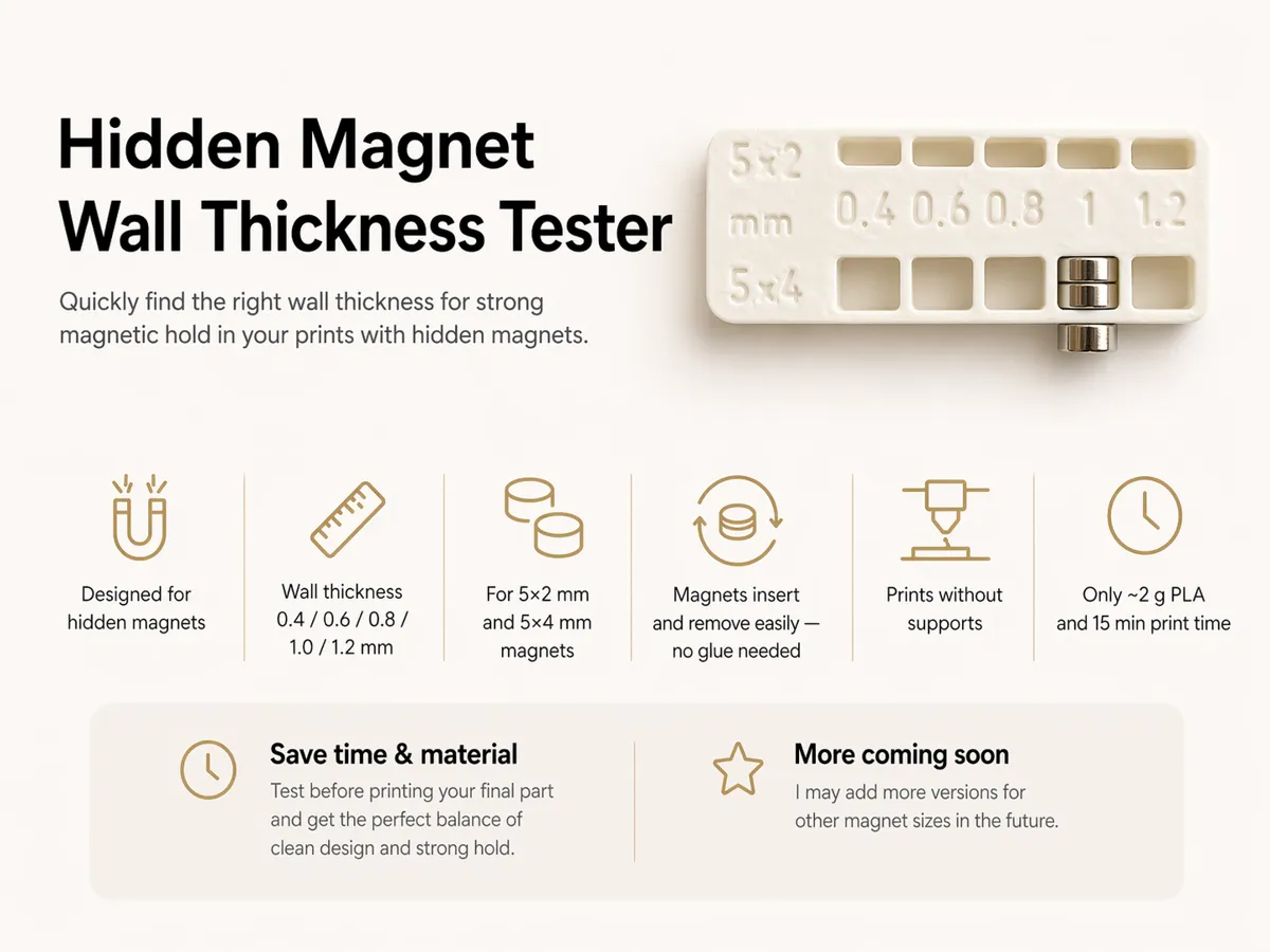 Hidden magnet wall thickness tester - Free 3D Print Model - MakerWorld