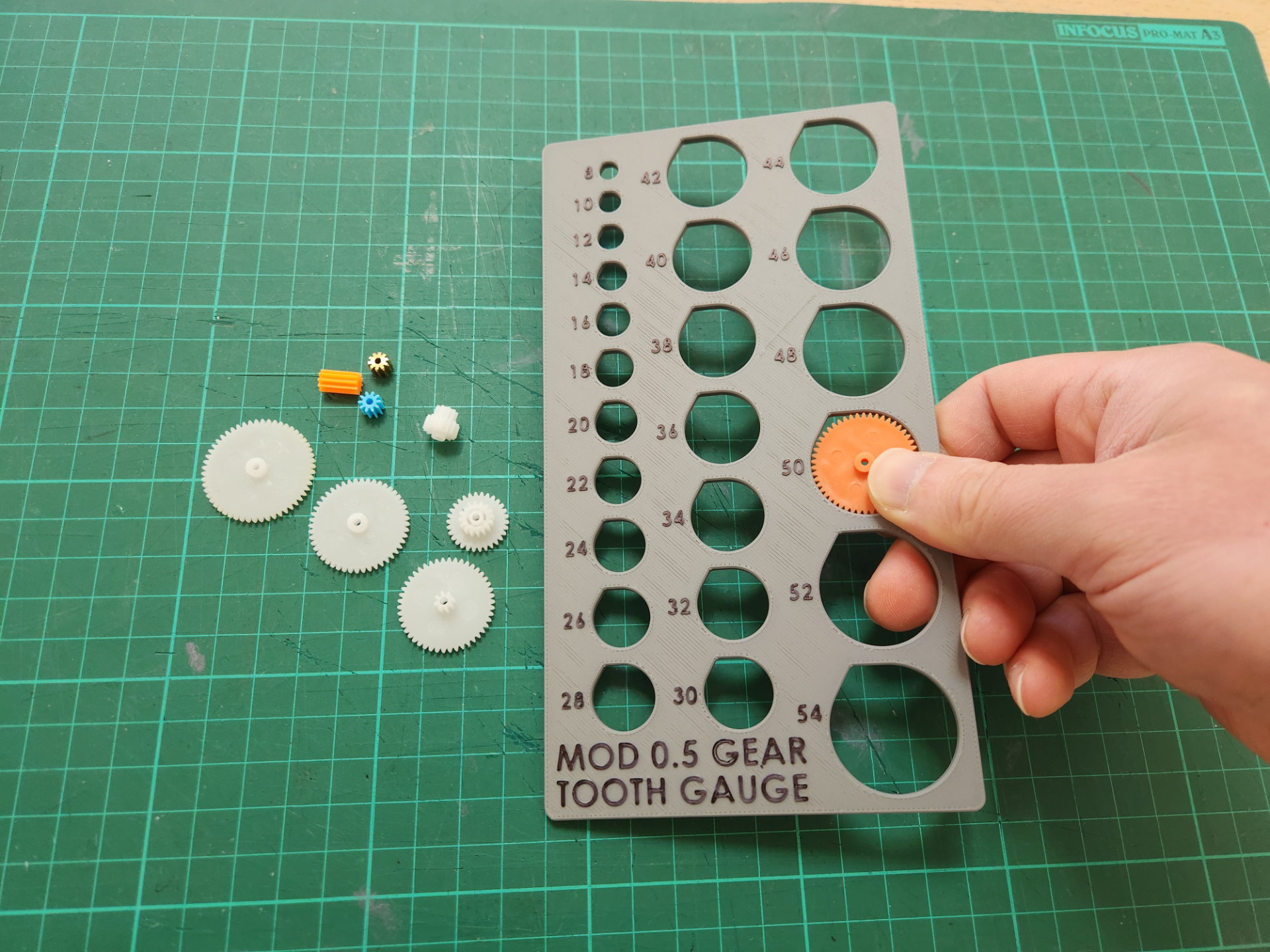 Gear Tooth Counting Gauge - Module 0.5 Spur Gears