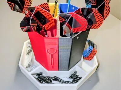 Colorful Octagonal Dart Cases + Spare Parts Base