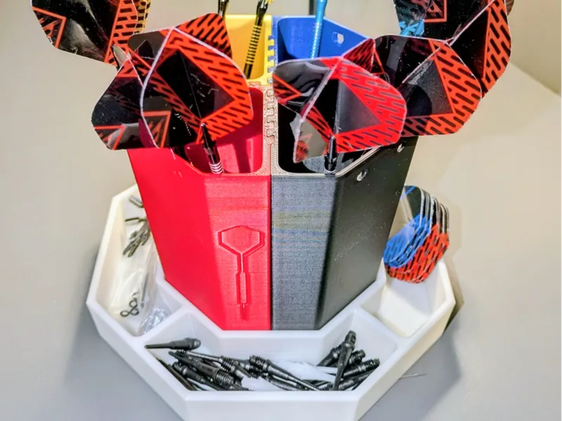 Colorful Octagonal Dart Cases + Spare Parts Base