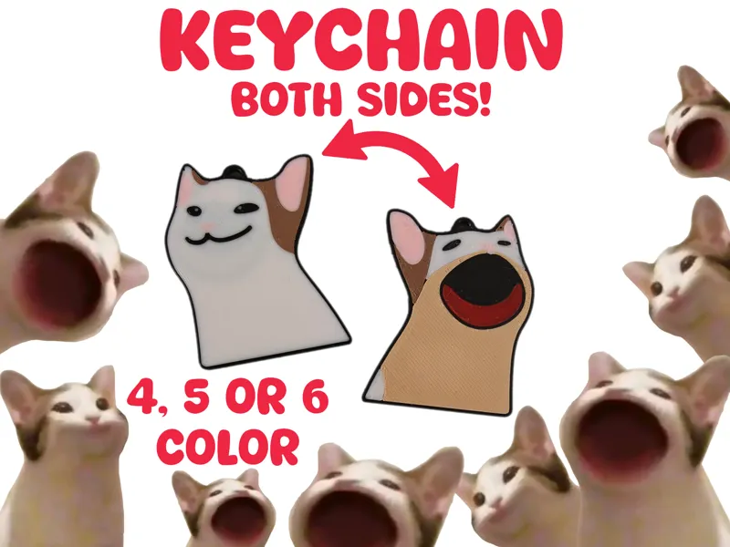 Big Mouth Cat Keychain