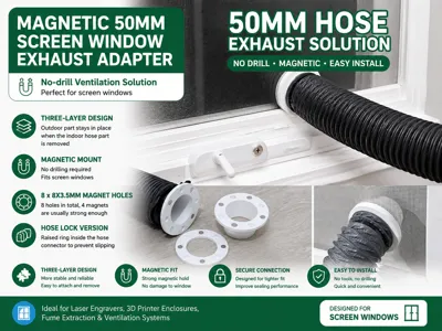 Magnetic 50mm Screen Window Mesh Exhaust Adapter