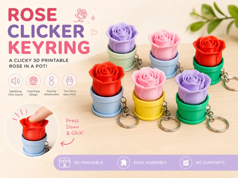 Rose Clicker Keyring