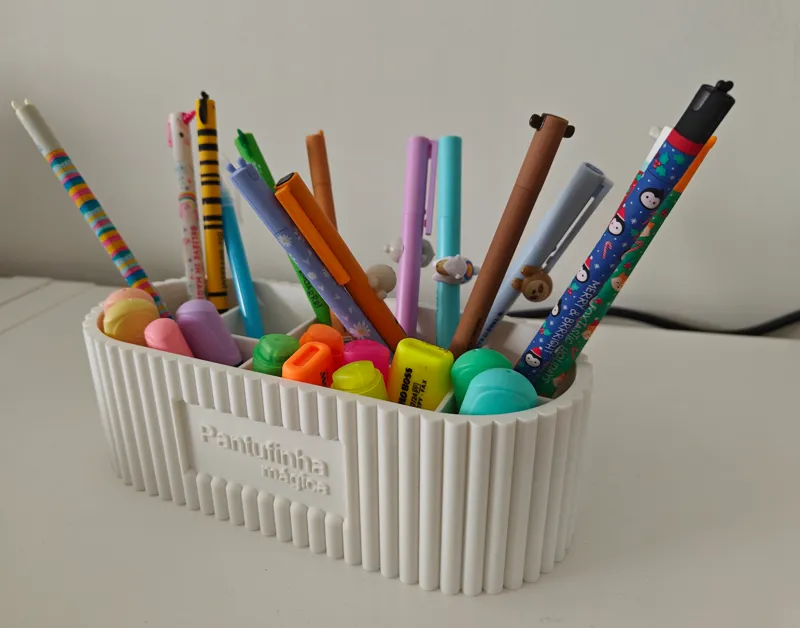Pen holder with space for custom text