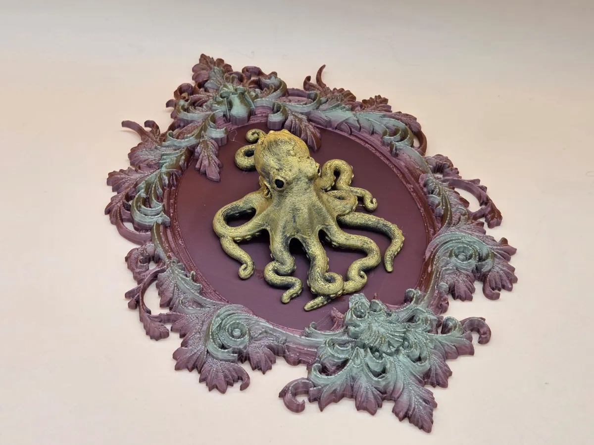 Shell Octupus Frame Decorative Octopus in an Ornate Frame - Free 3D Print Model - MakerWorld