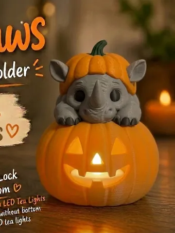 Accesorio de iluminación decorativa: Rhinoceros GlowPaws Tealight Holder Pumpkin — vista de referencia 2