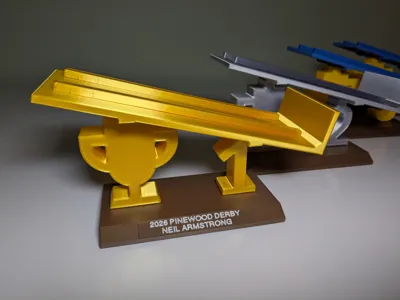 Pinewood Derby Trophy and Display Stand