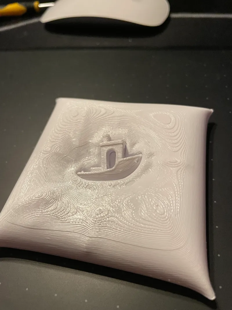 Benchy sinking into the pillow.