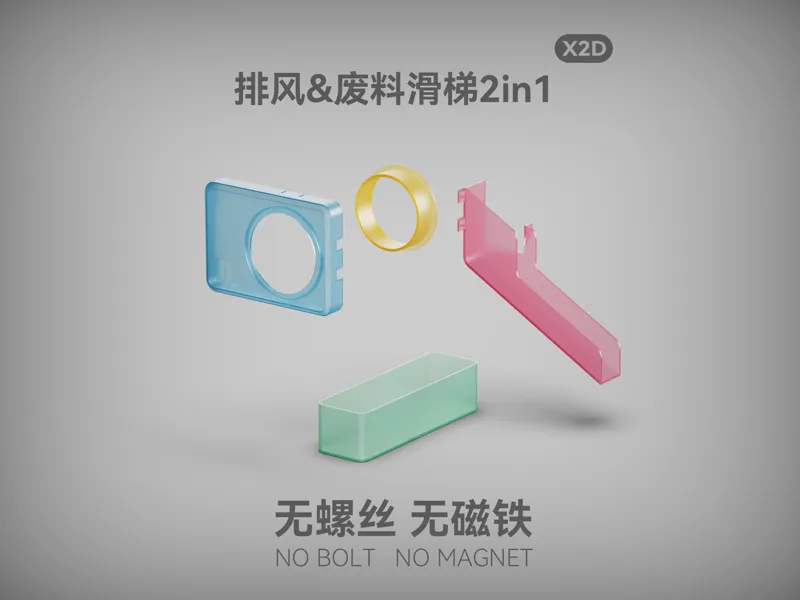 X2D 排气&废料滑梯2in1 无需螺丝及磁铁